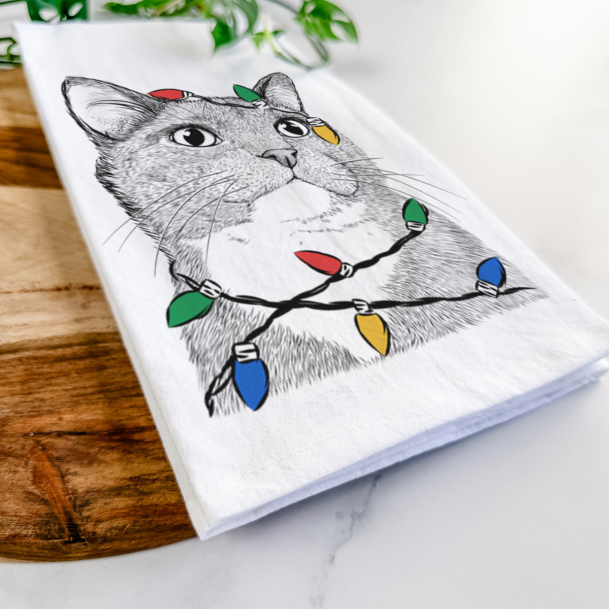 Gizmo the Grey Cat Tea Towel