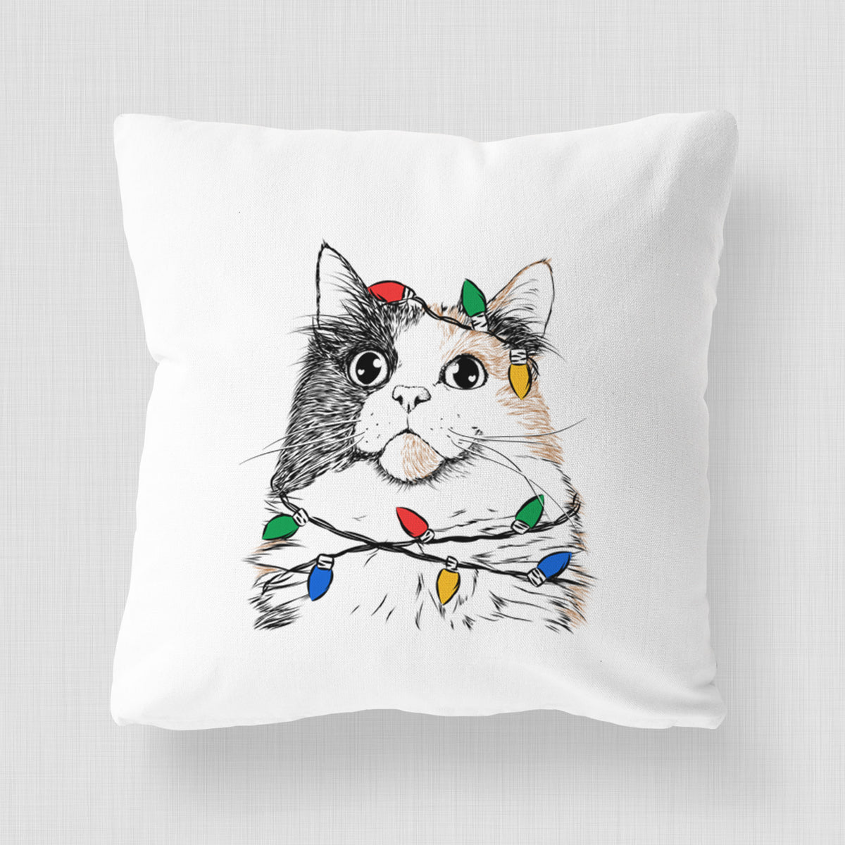 Greta the Calico Cat - Throw Pillow Cover