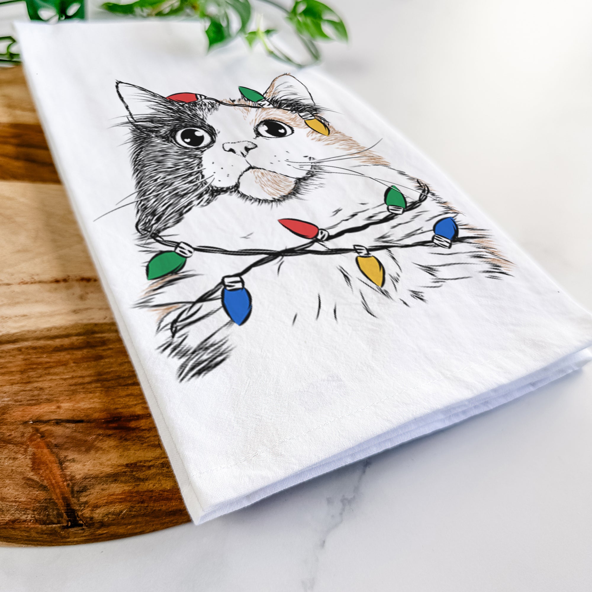 Greta the Calico Cat Tea Towel