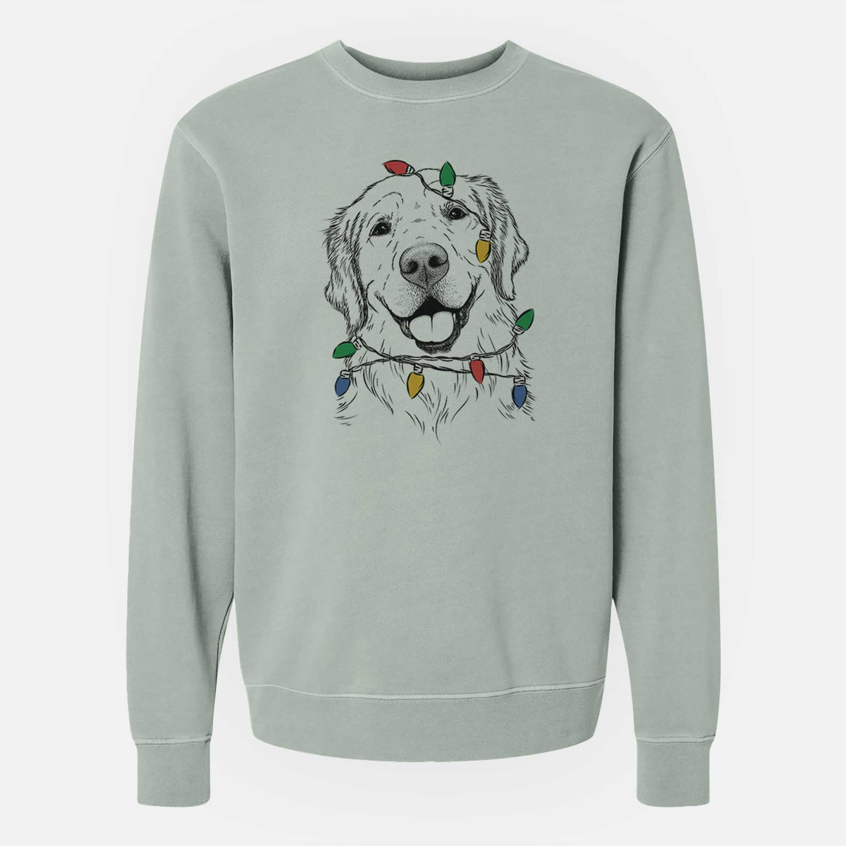 Christmas Lights Griffin the Golden Retriever - Unisex Pigment Dyed Crew Sweatshirt