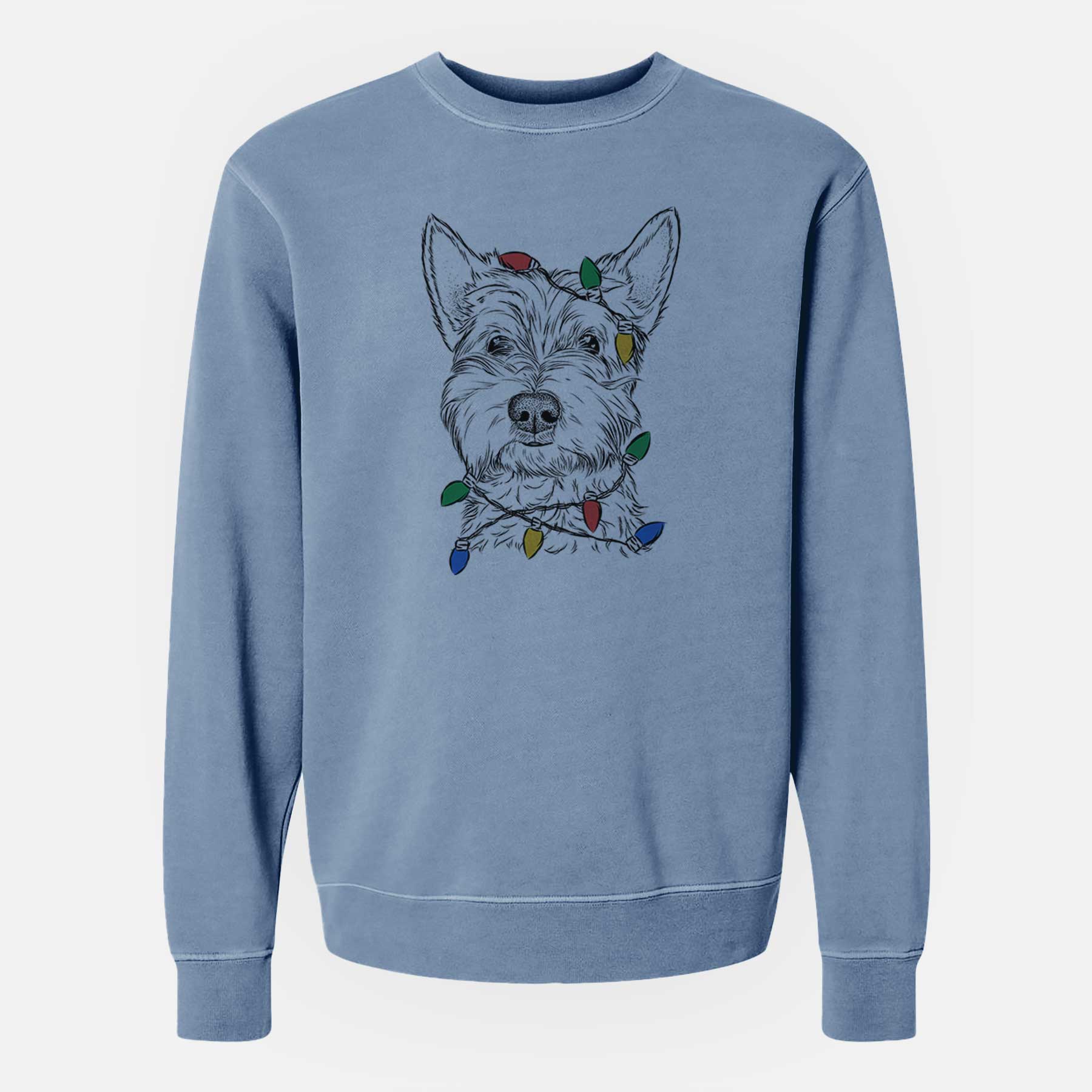 Christmas Lights Grizel the West Highland Terrier - Unisex Pigment Dyed Crew Sweatshirt