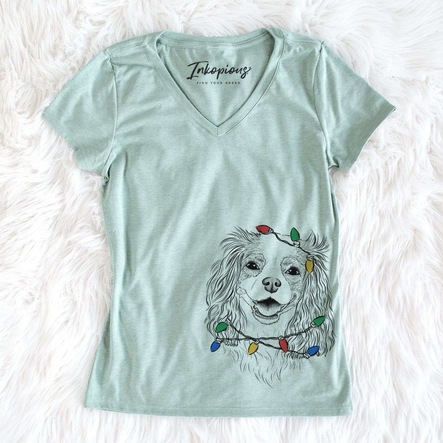 Christmas Lights Halley Comet the Cavalier King Charles Spaniel - Women's Perfect V-neck Shirt