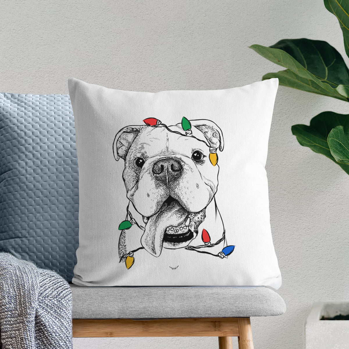 Hank the English Bulldog - Throw Pillow Cover
