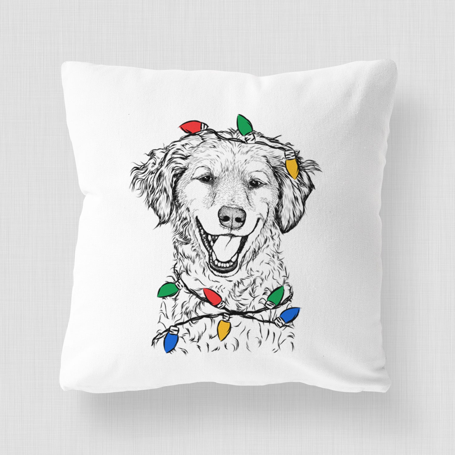Happy Otis the Miniature Goldendoodle - Throw Pillow Cover