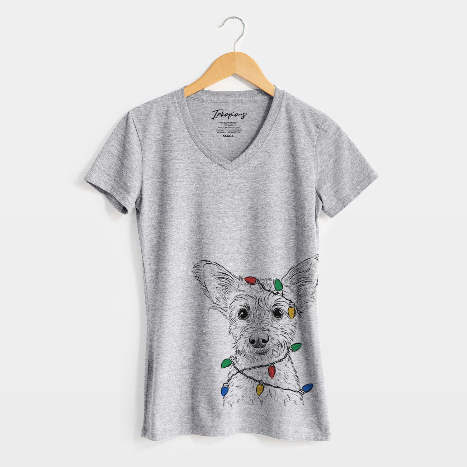 Christmas Lights Heidi the Schnauzer Mix - Women's Perfect V-neck Shirt