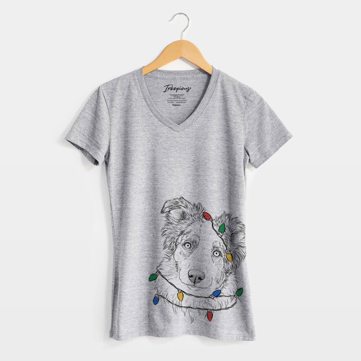 Christmas Lights HoneyBee the Miniature Australian Shepherd - Women's Perfect V-neck Shirt