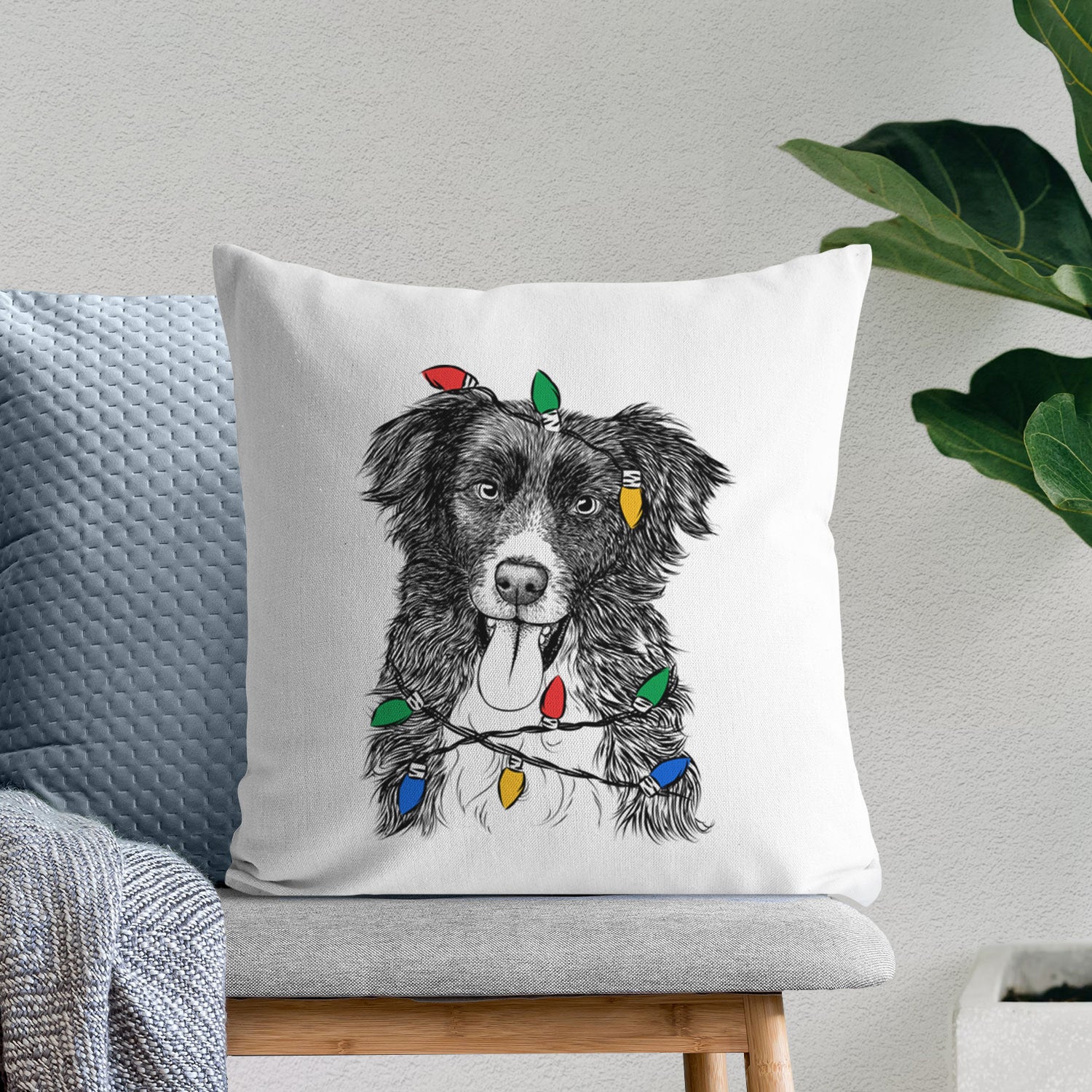 Indi the Border Collie - Throw Pillow Cover