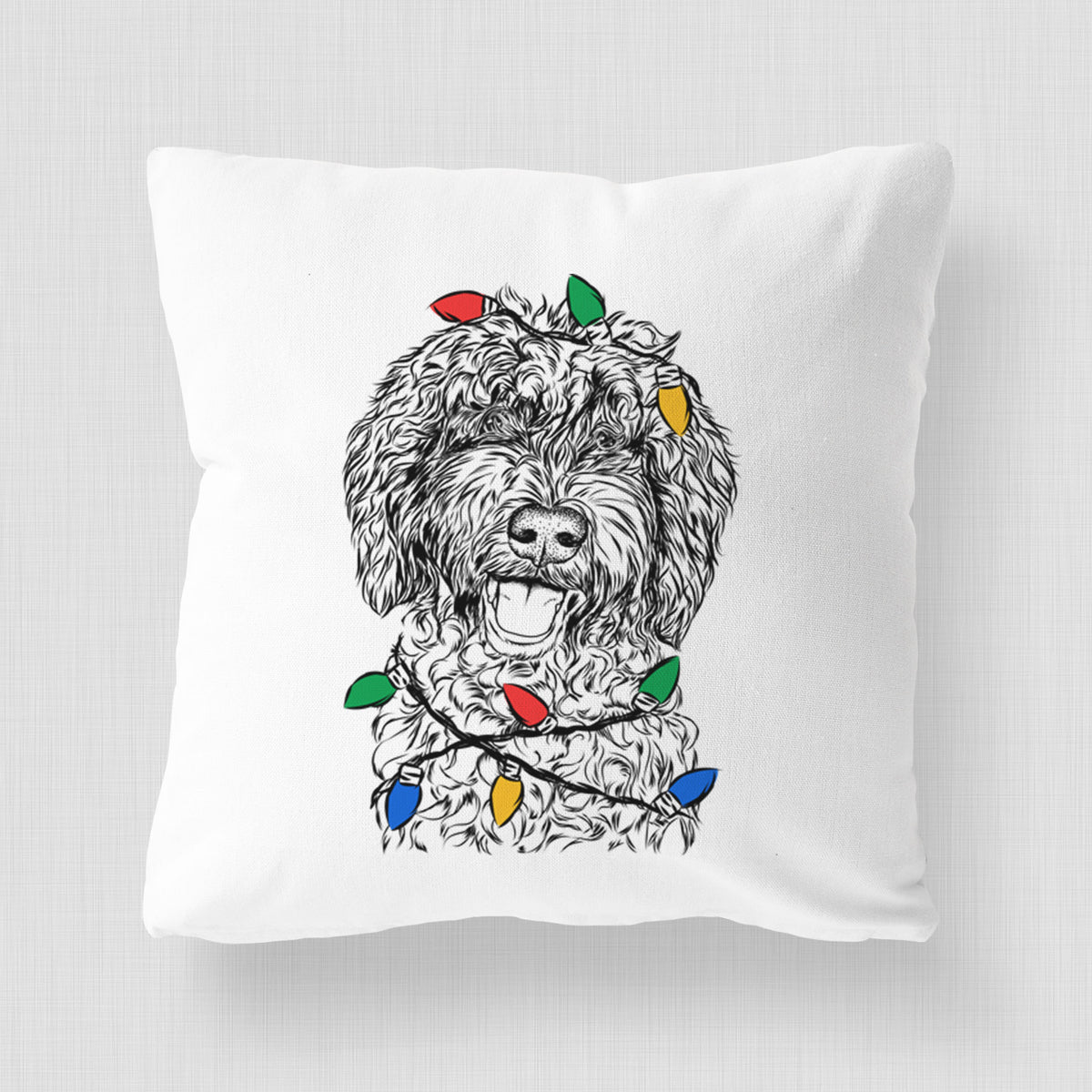 Jack the Chocolate Labradoodle - Throw Pillow Cover