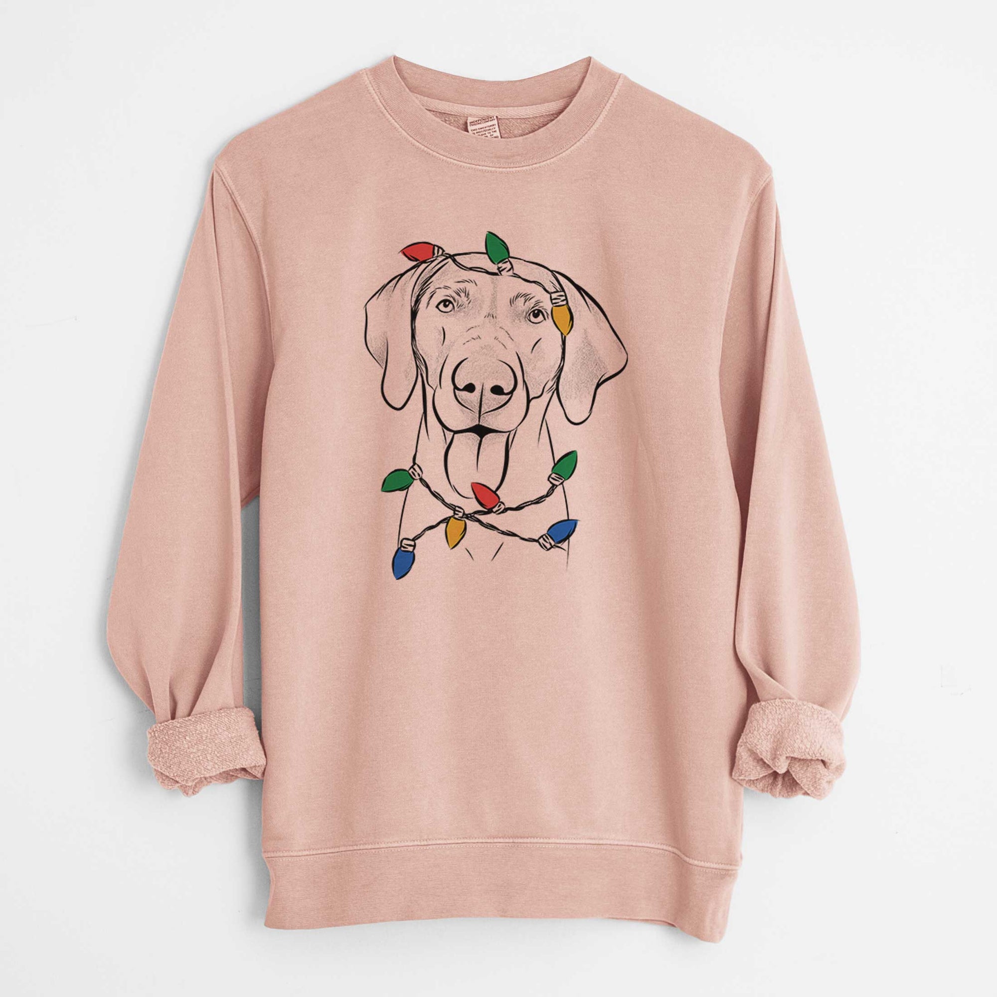 Christmas Lights Jackson the Weimaraner - Unisex Pigment Dyed Crew Sweatshirt