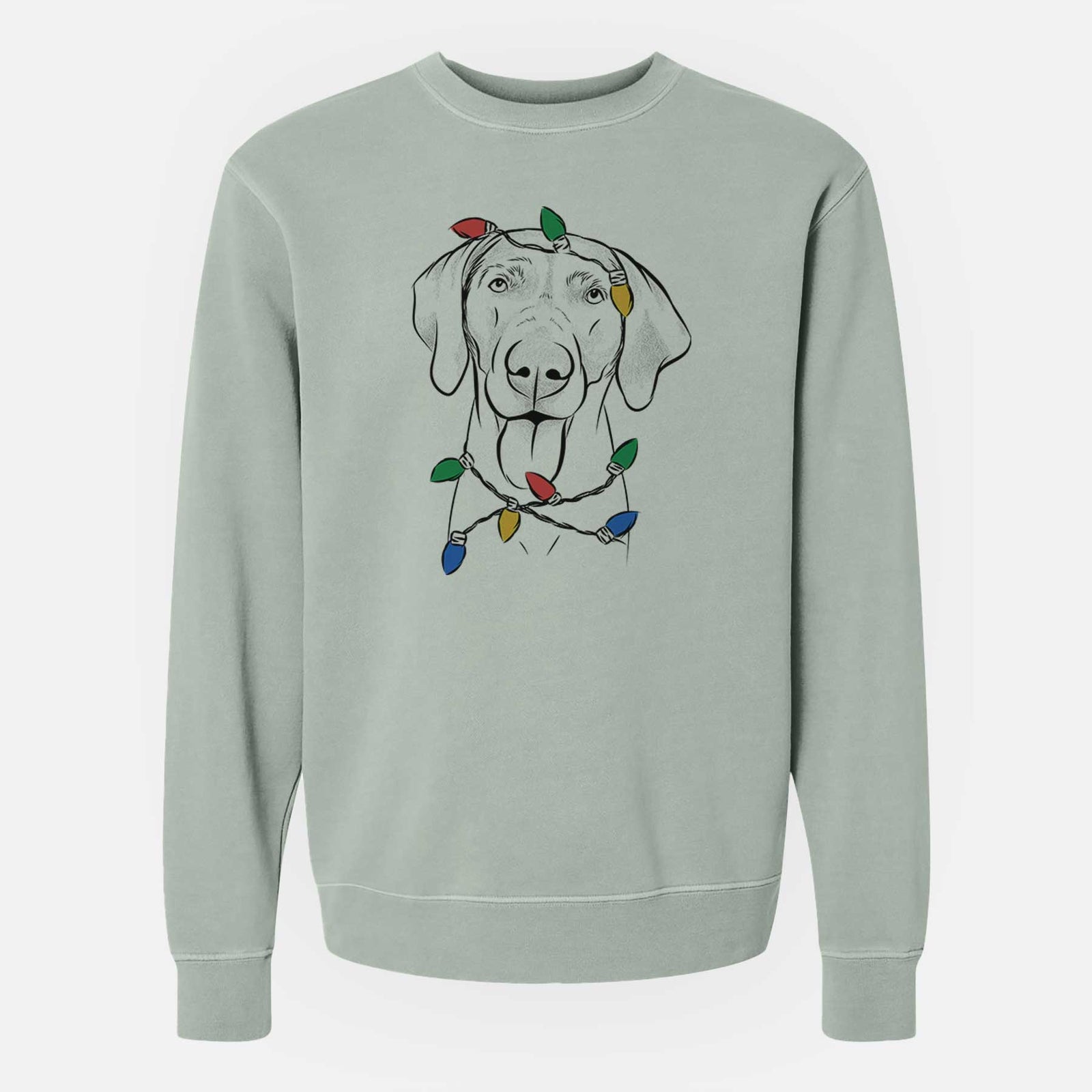 Christmas Lights Jackson the Weimaraner - Unisex Pigment Dyed Crew Sweatshirt