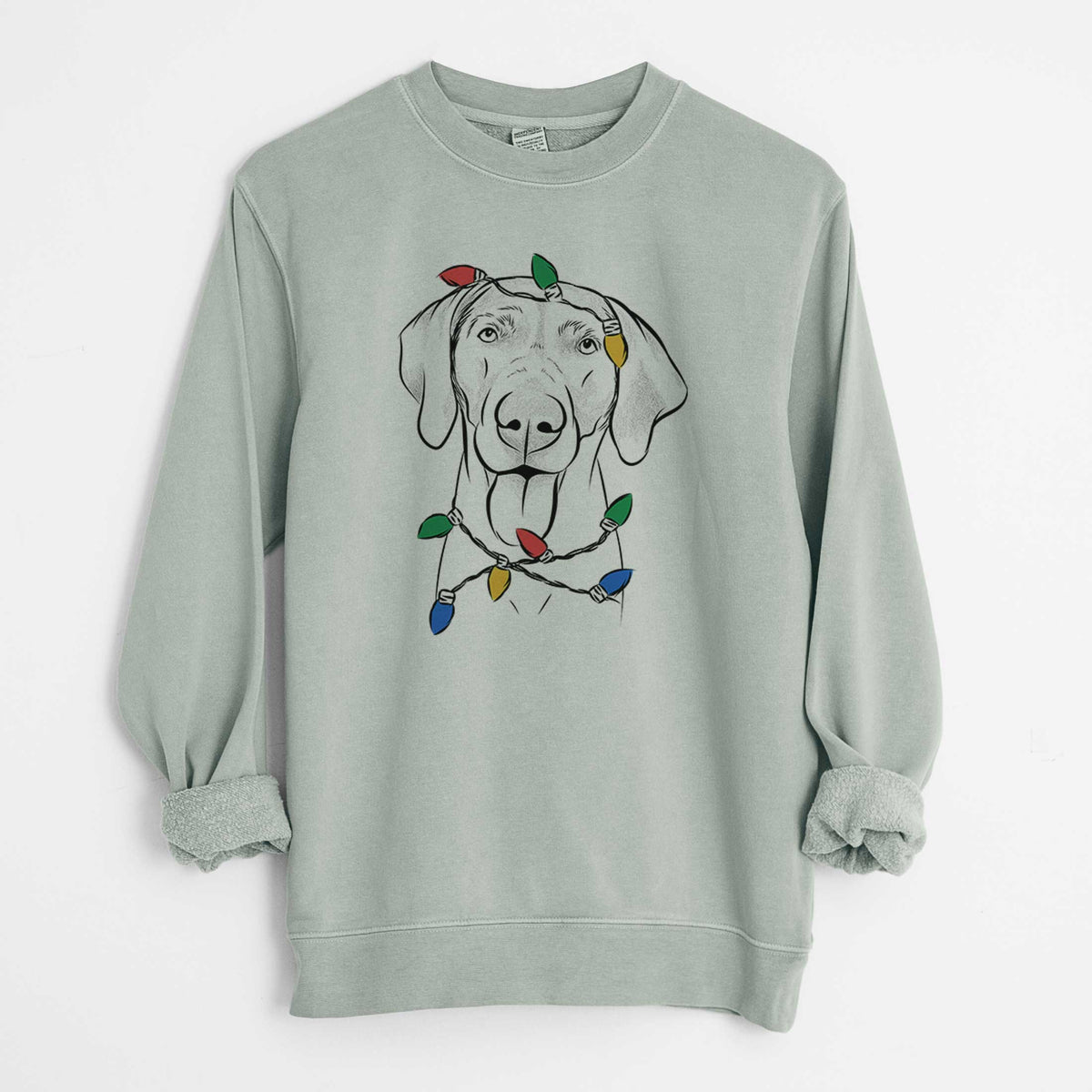 Christmas Lights Jackson the Weimaraner - Unisex Pigment Dyed Crew Sweatshirt