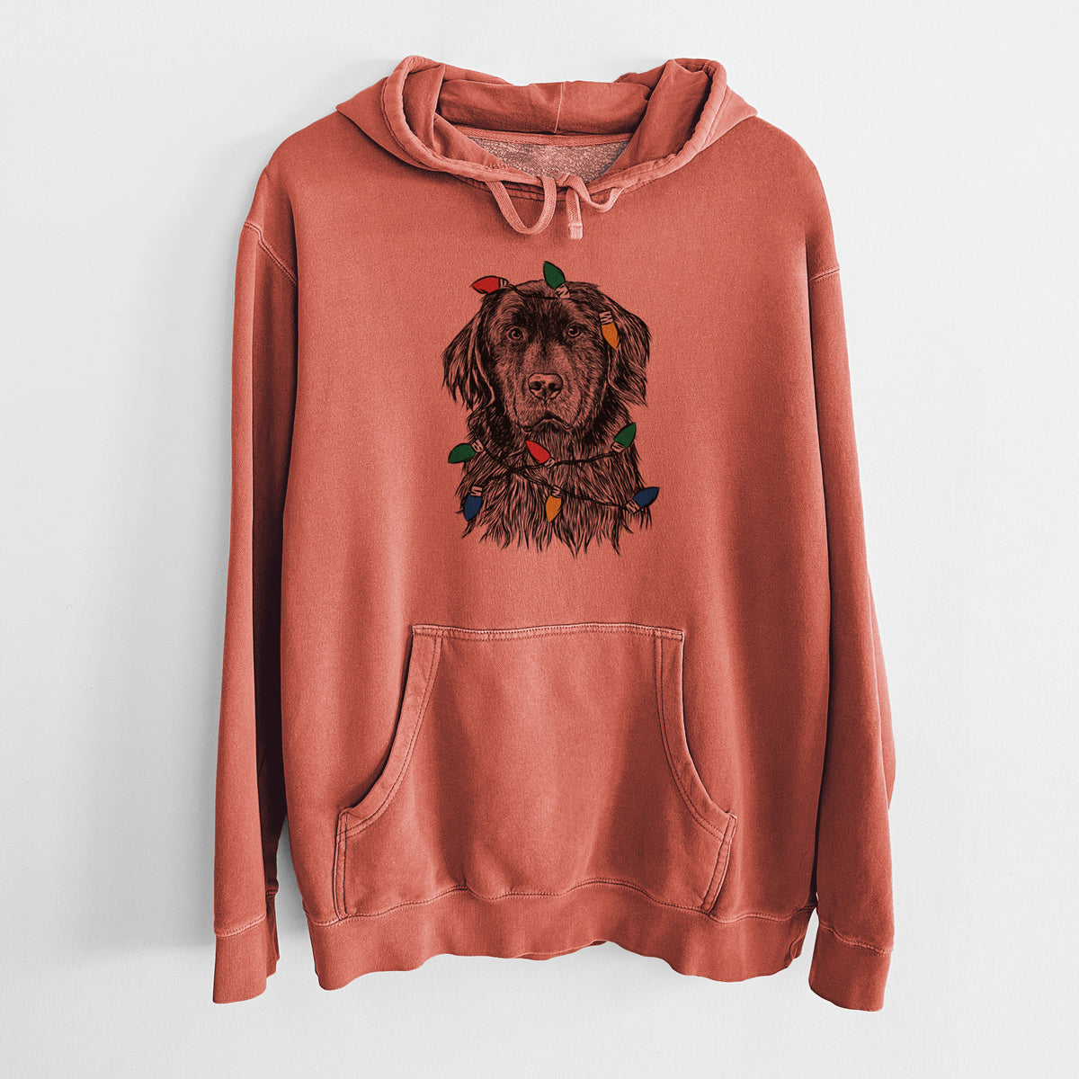 Christmas Lights Jinx the Newfoundland - Unisex Pigment Dyed Hoodie