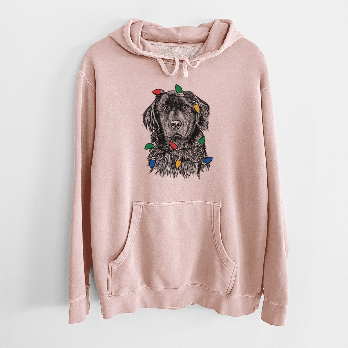Christmas Lights Jinx the Newfoundland - Unisex Pigment Dyed Hoodie
