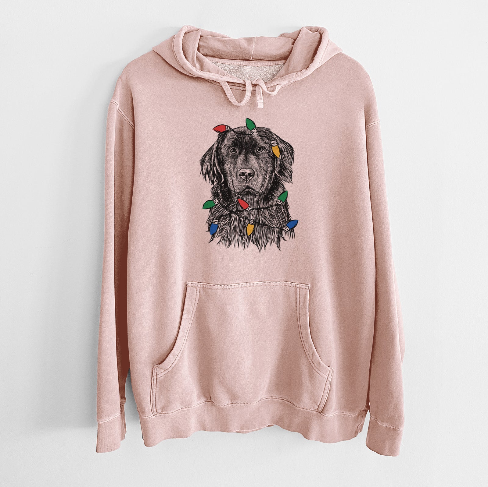 Christmas Lights Jinx the Newfoundland - Unisex Pigment Dyed Hoodie
