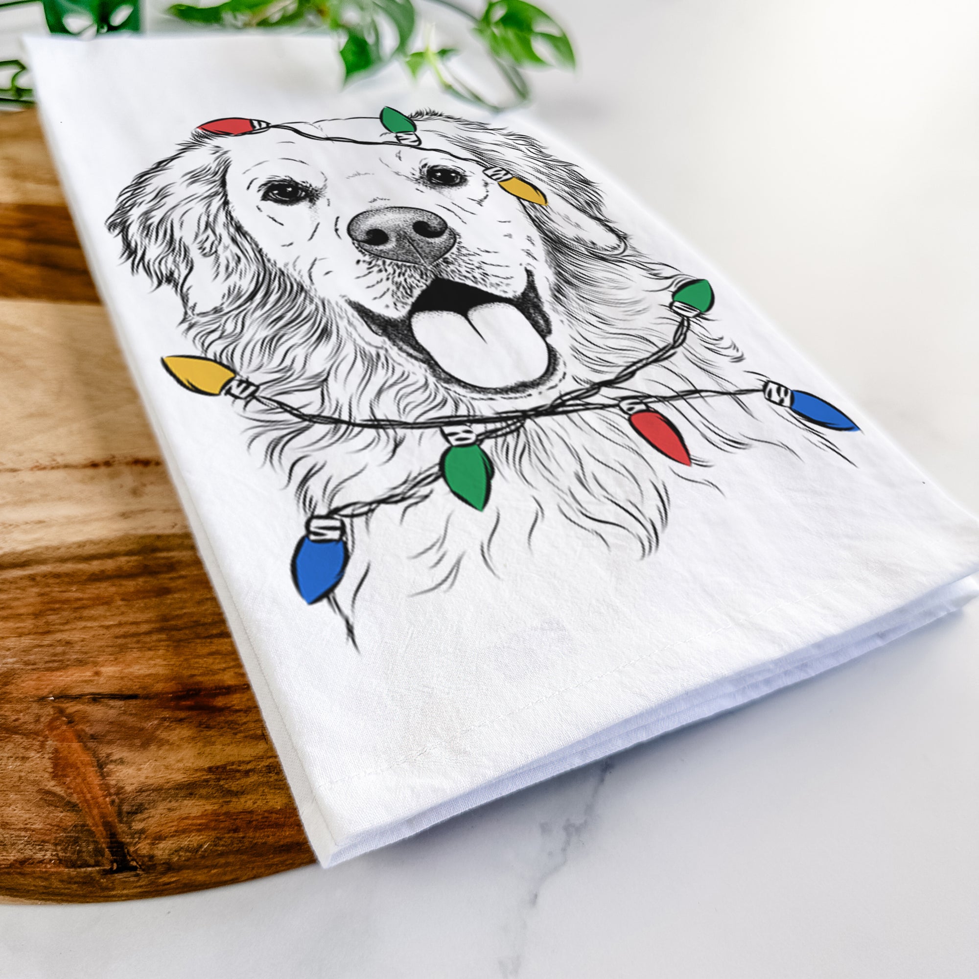 Juniper the Golden Retriever Tea Towel