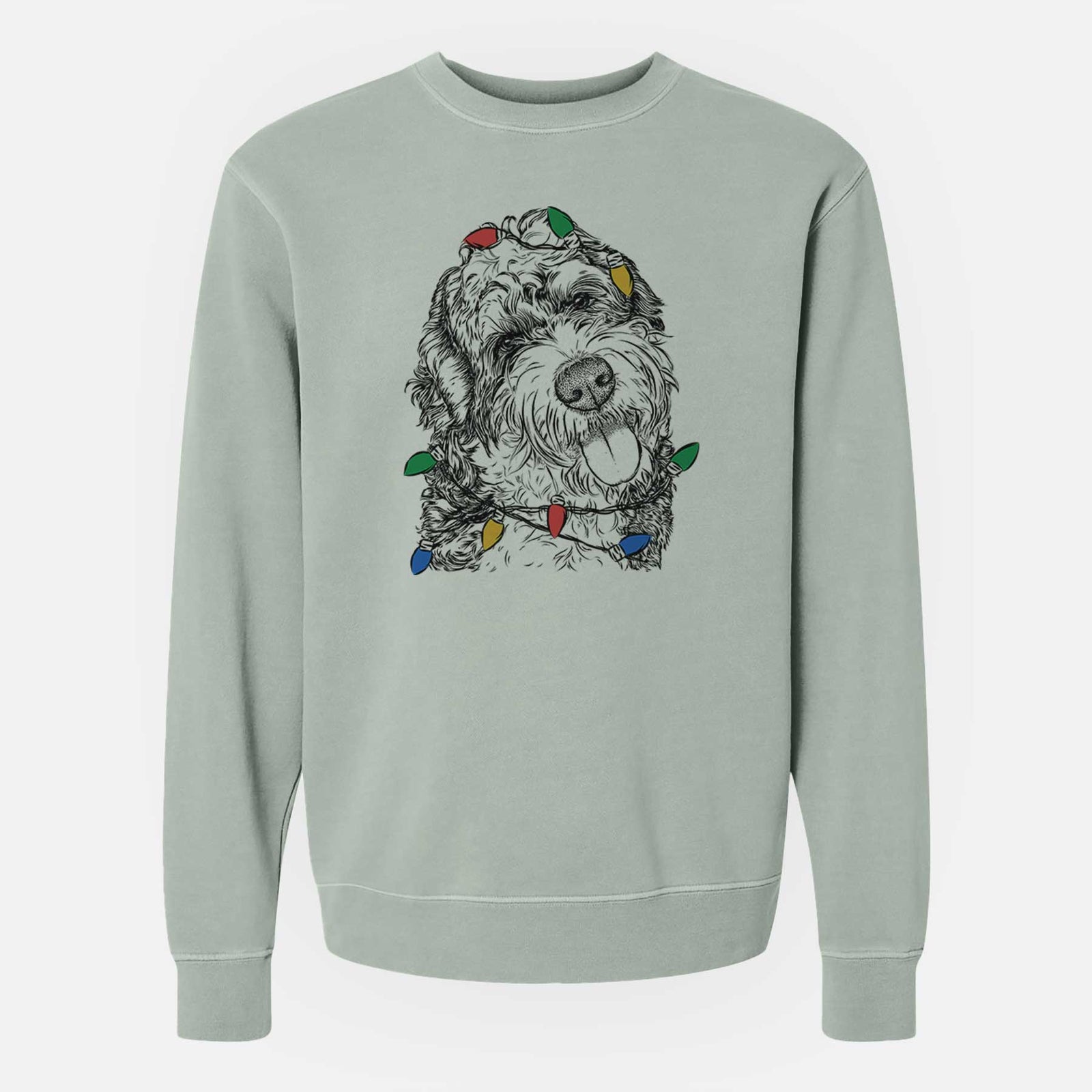Christmas Lights Kaci the Bernedoodle - Unisex Pigment Dyed Crew Sweatshirt