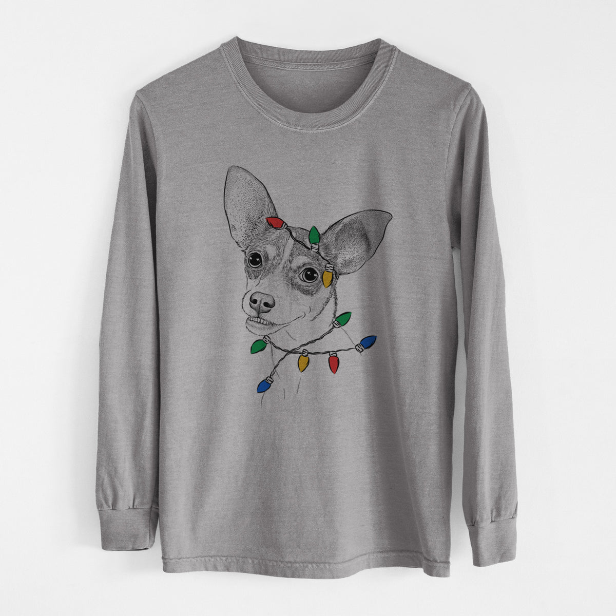 Christmas Lights Kailani the Chihuahua Mix - Heavyweight 100% Cotton Long Sleeve