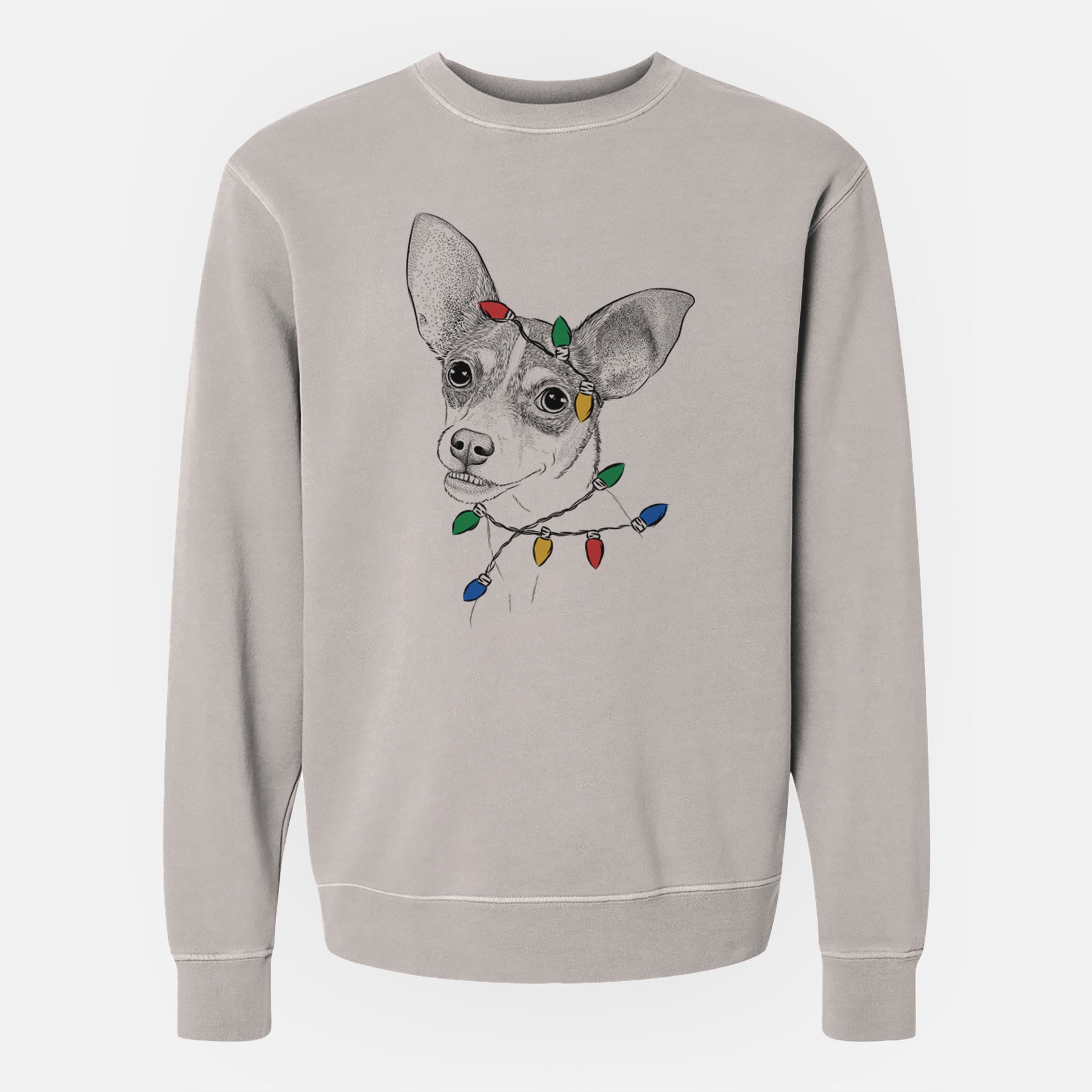 Christmas Lights Kailani the Chihuahua Mix - Unisex Pigment Dyed Crew Sweatshirt