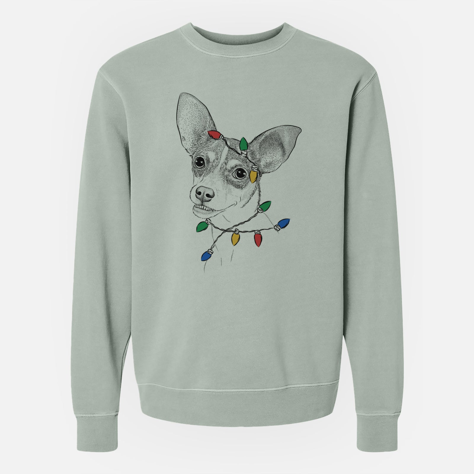 Christmas Lights Kailani the Chihuahua Mix - Unisex Pigment Dyed Crew Sweatshirt