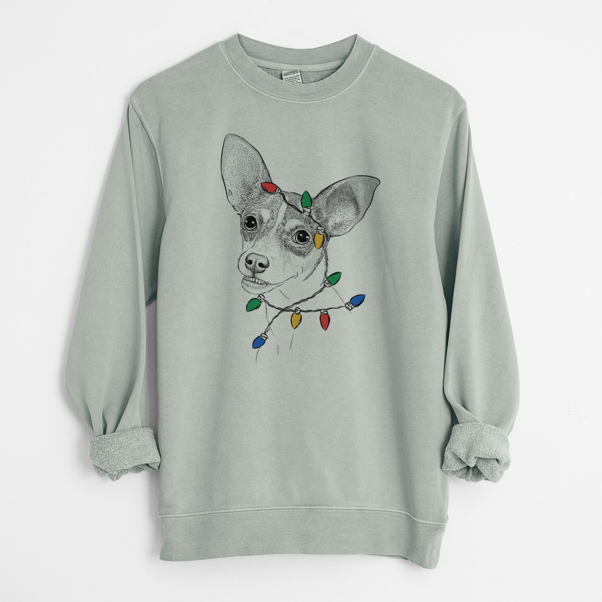 Christmas Lights Kailani the Chihuahua Mix - Unisex Pigment Dyed Crew Sweatshirt