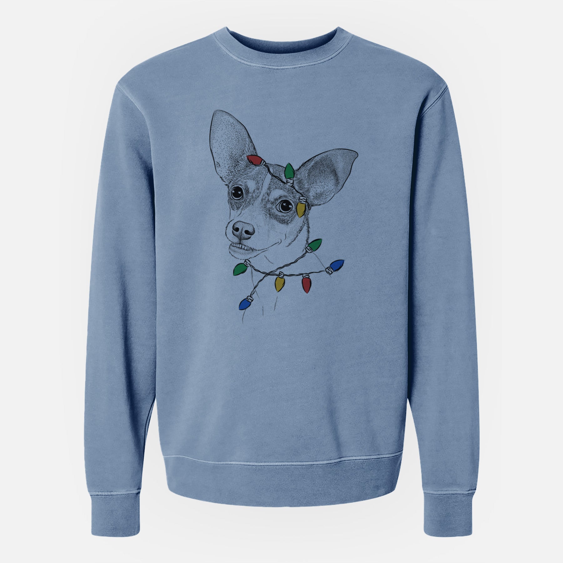 Christmas Lights Kailani the Chihuahua Mix - Unisex Pigment Dyed Crew Sweatshirt