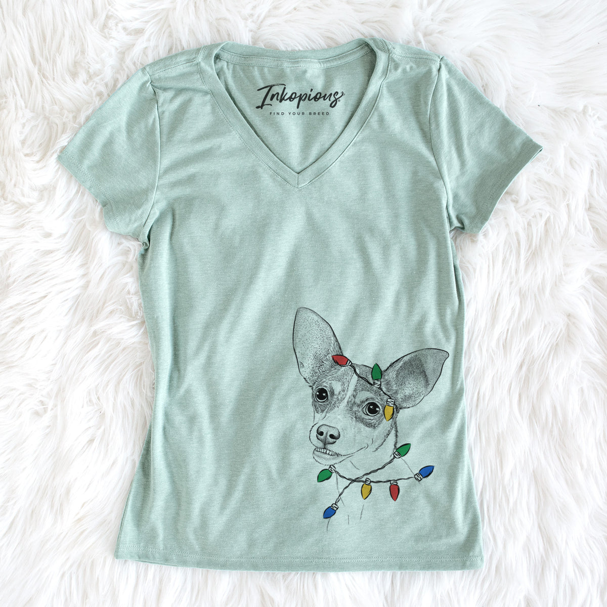 Christmas Lights Kailani the Chihuahua Mix - Women&#39;s Perfect V-neck Shirt