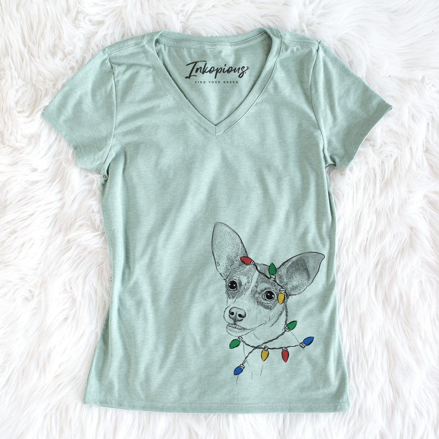 Christmas Lights Kailani the Chihuahua Mix - Women's Perfect V-neck Shirt