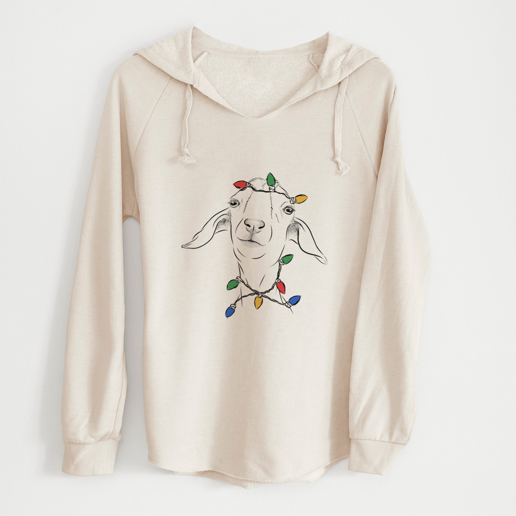 Christmas Lights Kara Dune the Spanish Boer Goat - Cali Wave Hooded Sweatshirt