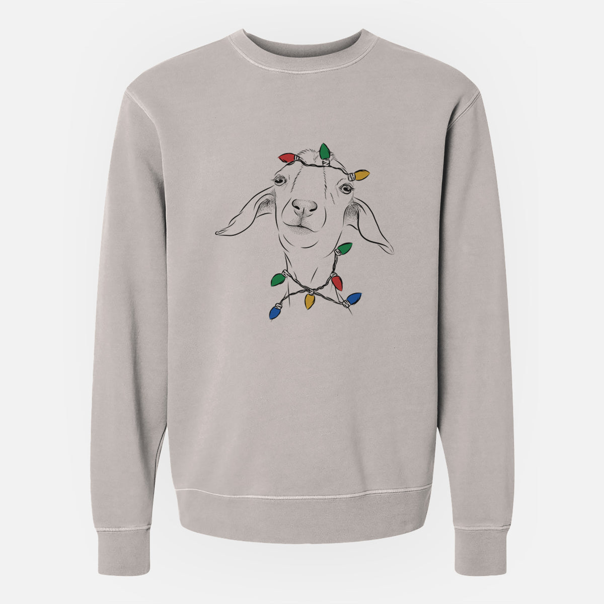 Christmas Lights Kara Dune the Spanish Boer Goat - Unisex Pigment Dyed Crew Sweatshirt