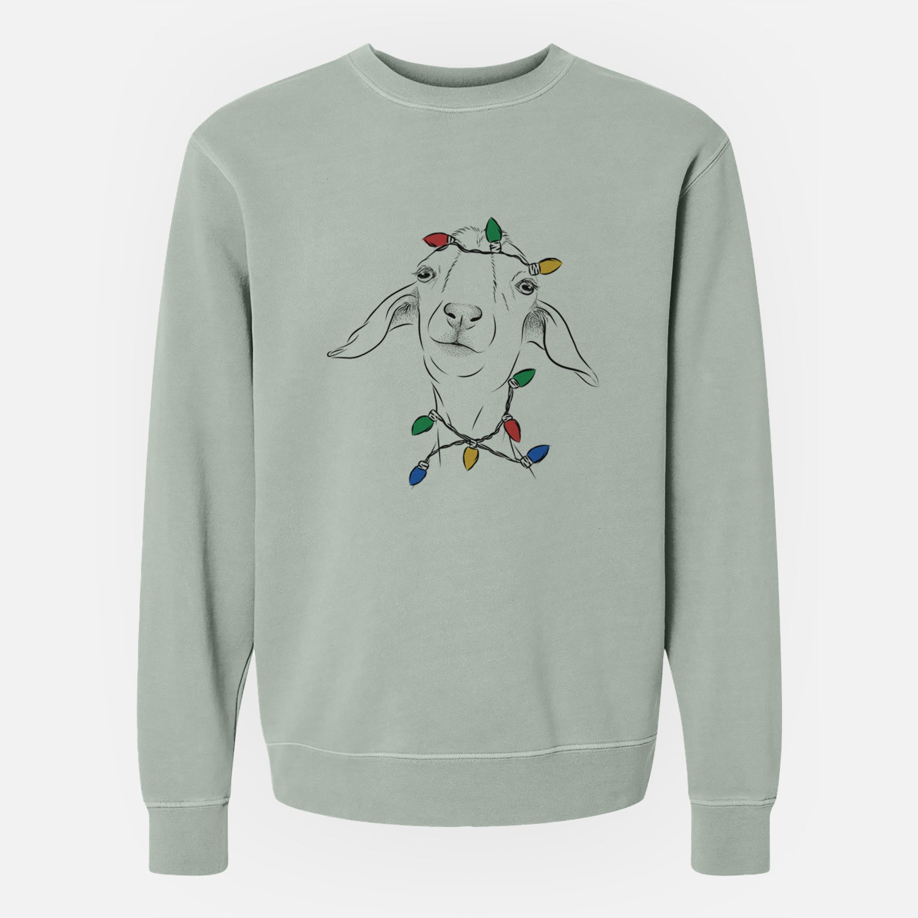 Christmas Lights Kara Dune the Spanish Boer Goat - Unisex Pigment Dyed Crew Sweatshirt