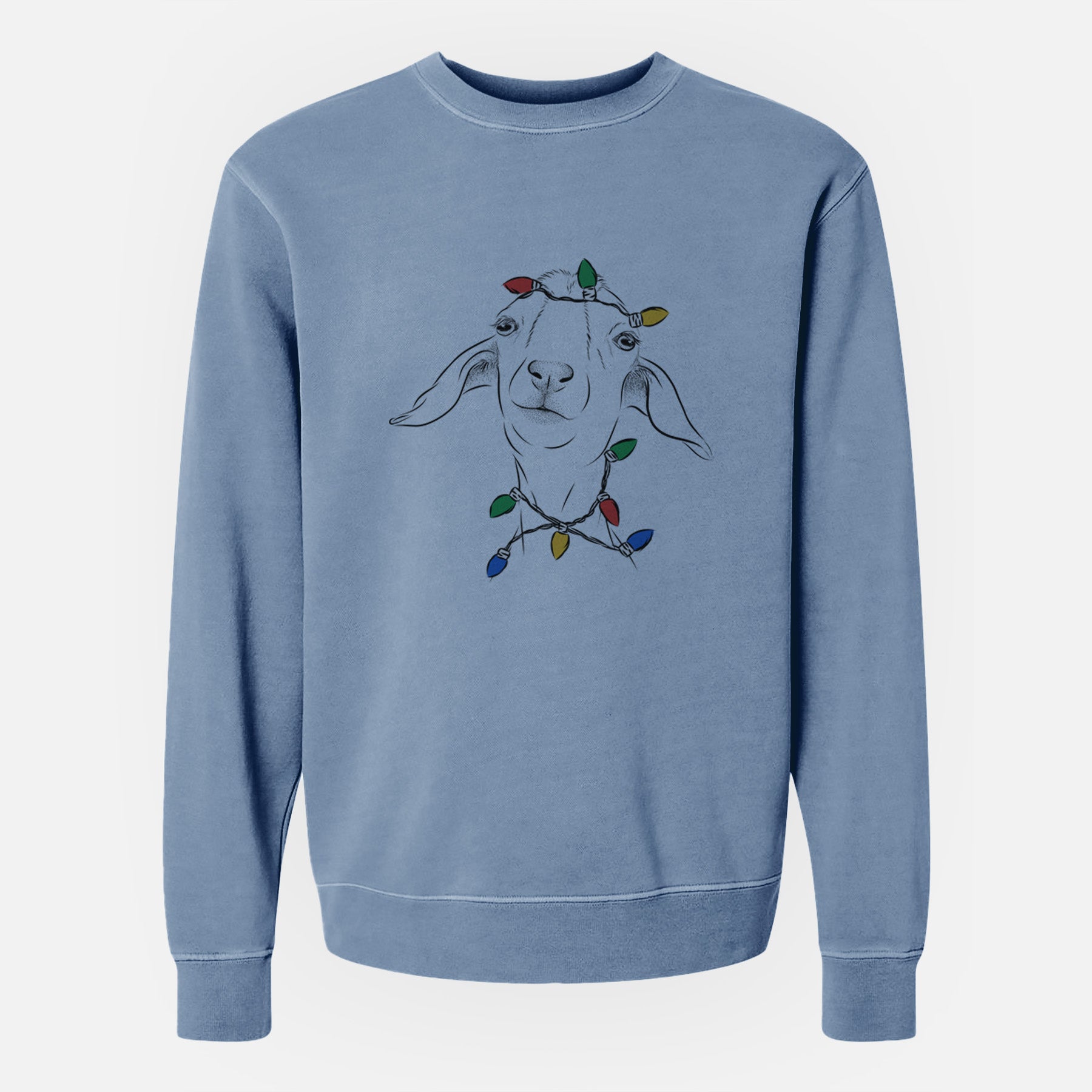 Christmas Lights Kara Dune the Spanish Boer Goat - Unisex Pigment Dyed Crew Sweatshirt