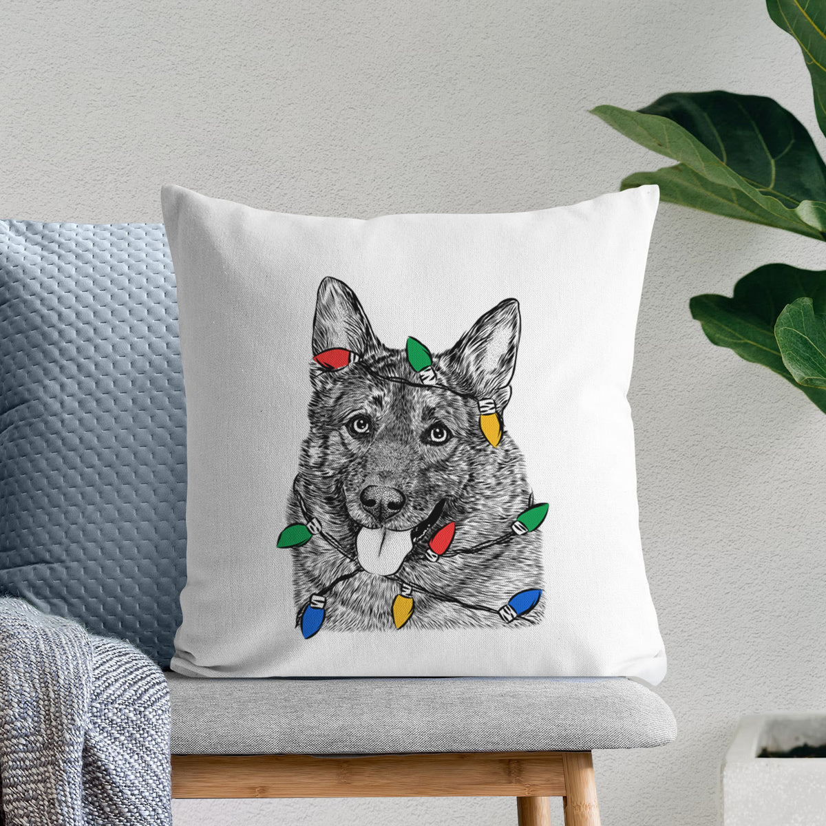 Kasia the Norwegian Elkhound - Throw Pillow Cover