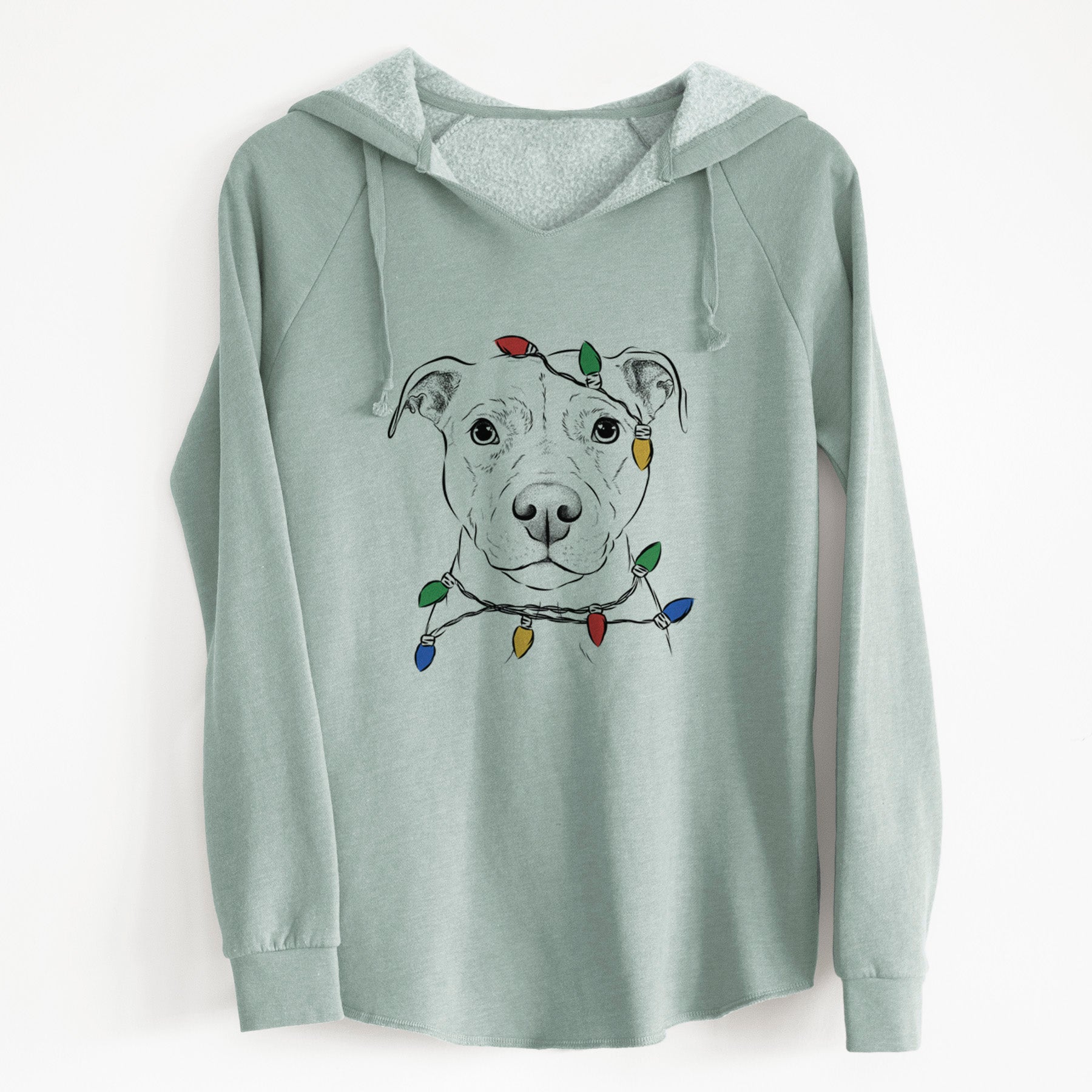 Christmas Lights Khaleesi the Pitbull - Cali Wave Hooded Sweatshirt