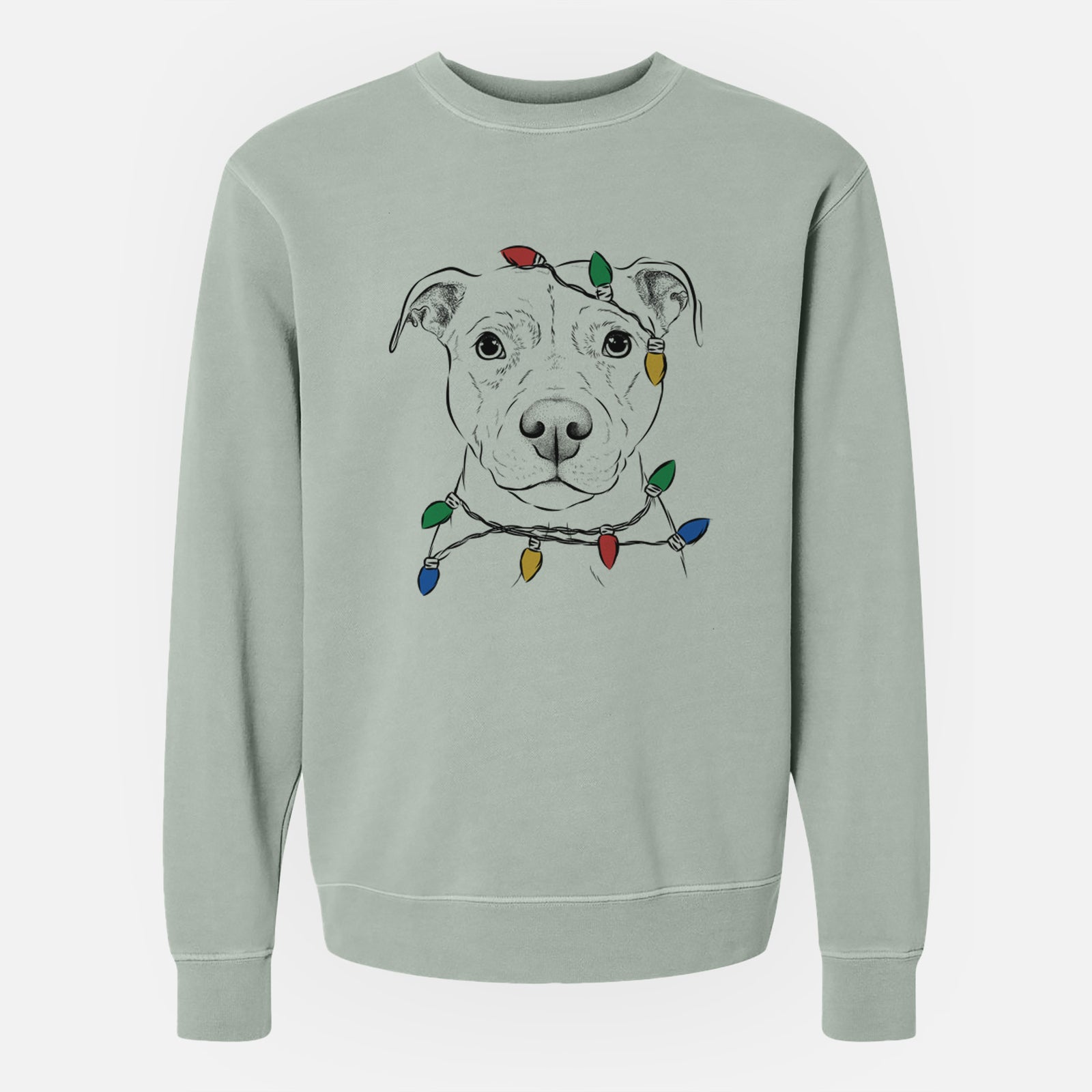 Christmas Lights Khaleesi the Pitbull - Unisex Pigment Dyed Crew Sweatshirt