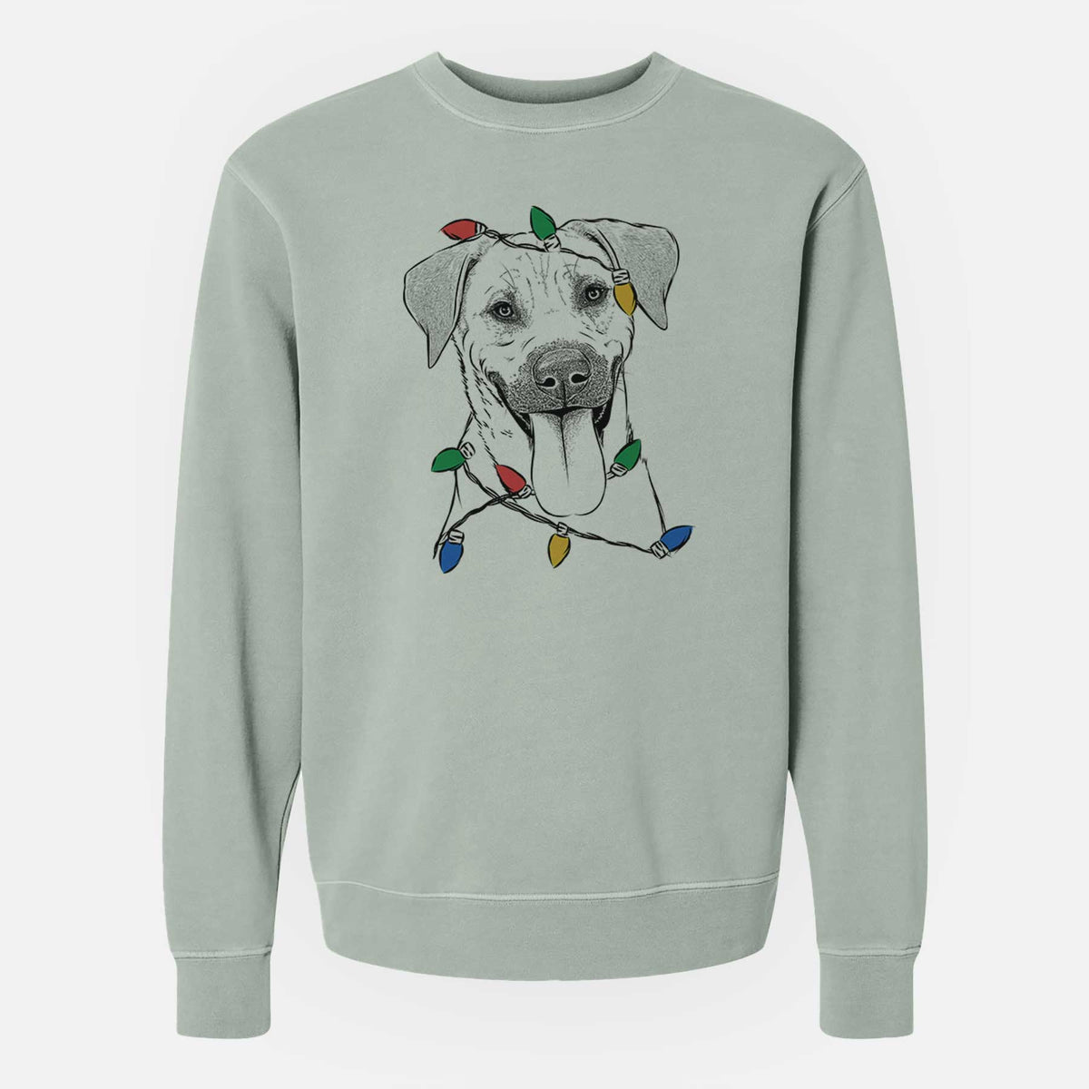 Christmas Lights Koda the Black Mouth Cur - Unisex Pigment Dyed Crew Sweatshirt