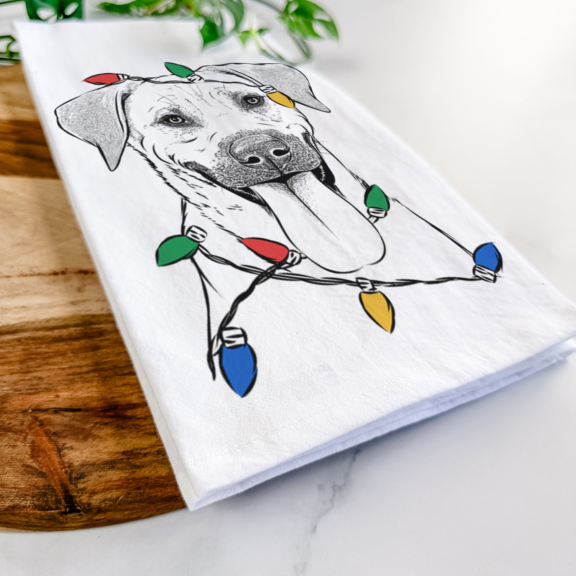 Koda the Black Mouth Cur Tea Towel