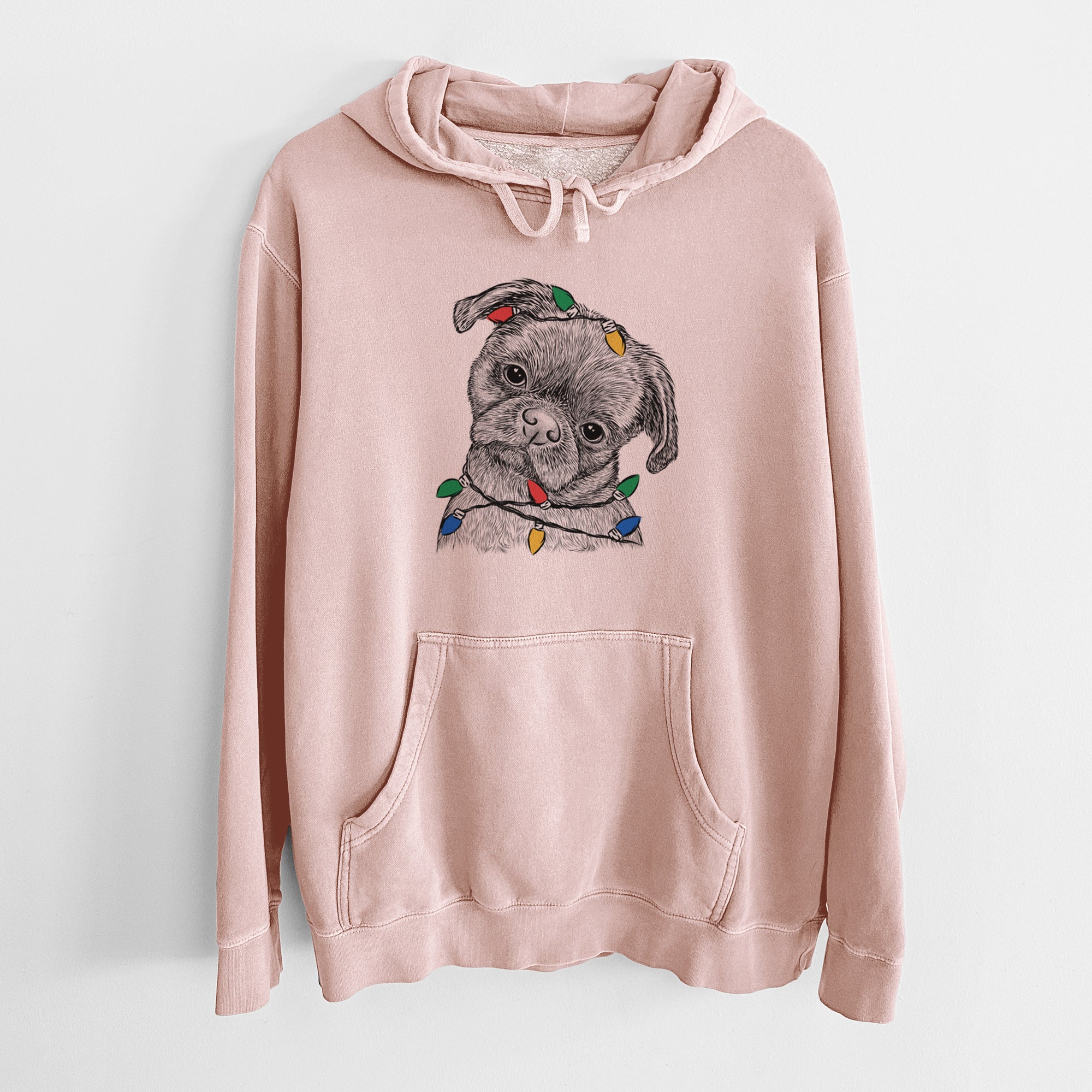 Christmas Lights Koko the Shih Tzu - Unisex Pigment Dyed Hoodie