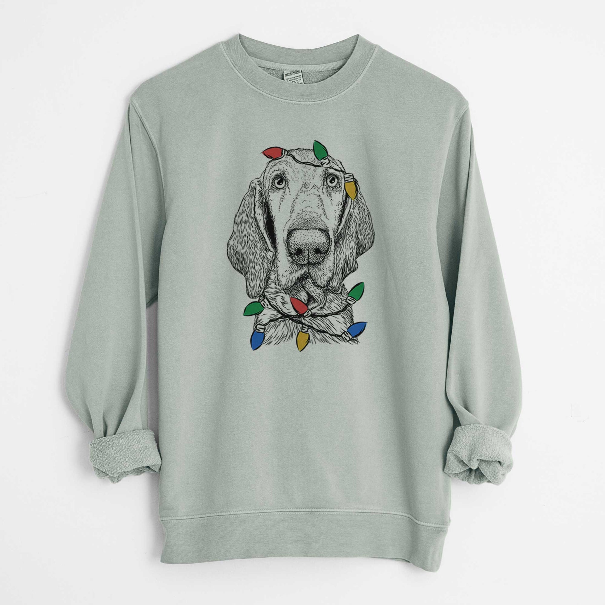 Christmas Lights Kylie the Bracco Italiano - Unisex Pigment Dyed Crew Sweatshirt