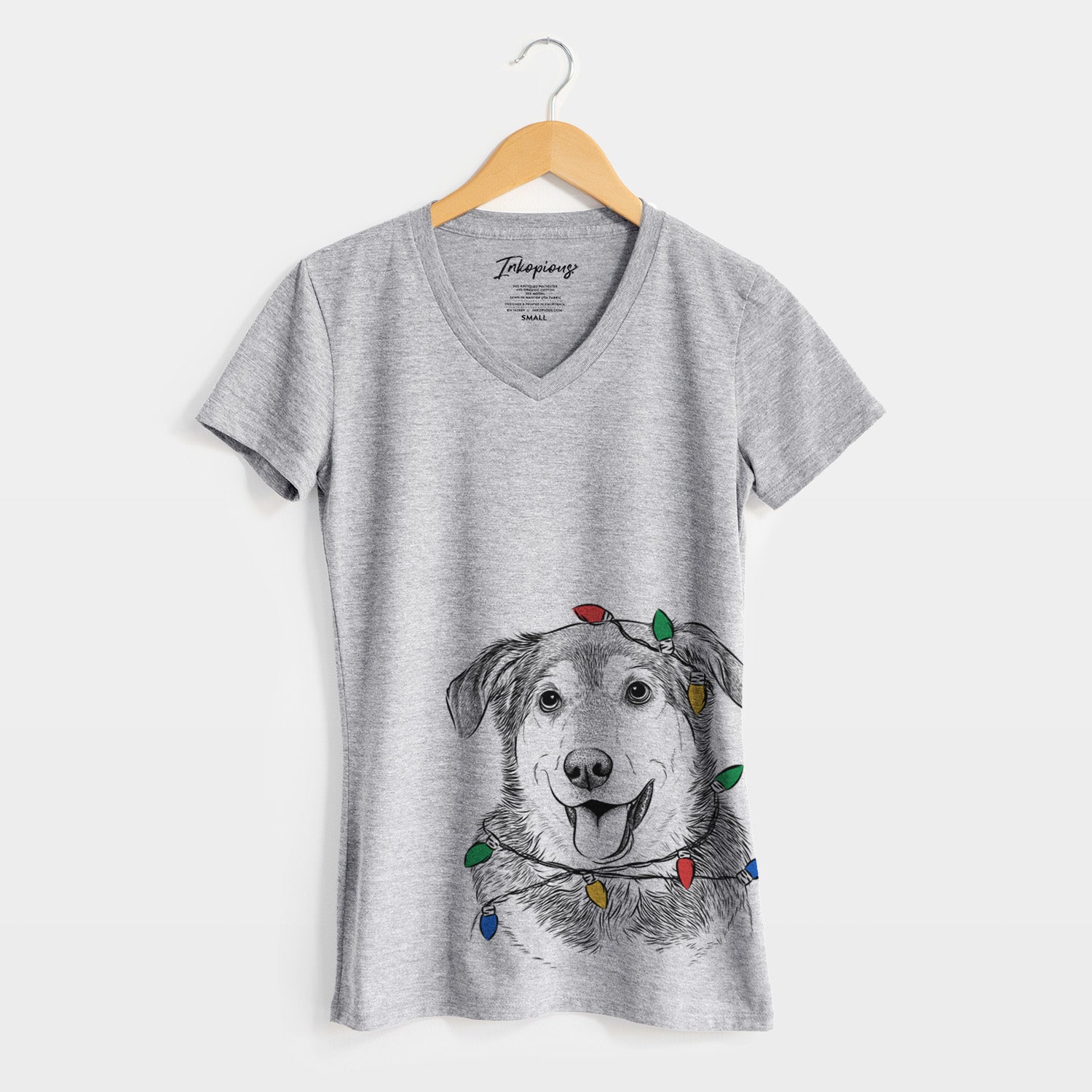 Christmas Lights Lance the Lab/Shepherd Mix - Women's Perfect V-neck Shirt