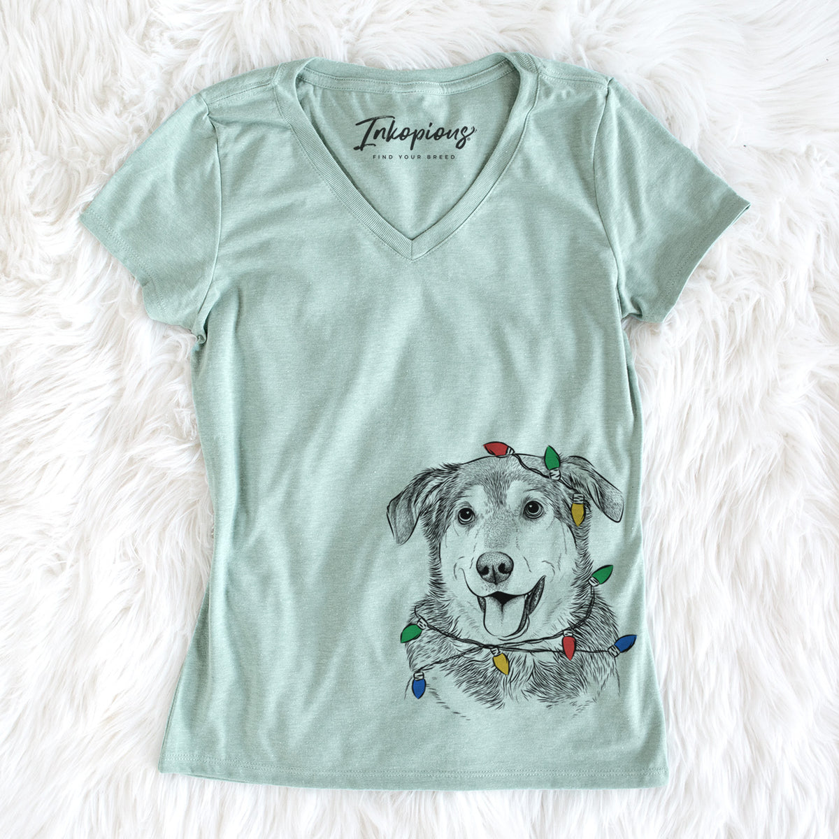 Christmas Lights Lance the Lab/Shepherd Mix - Women&#39;s Perfect V-neck Shirt