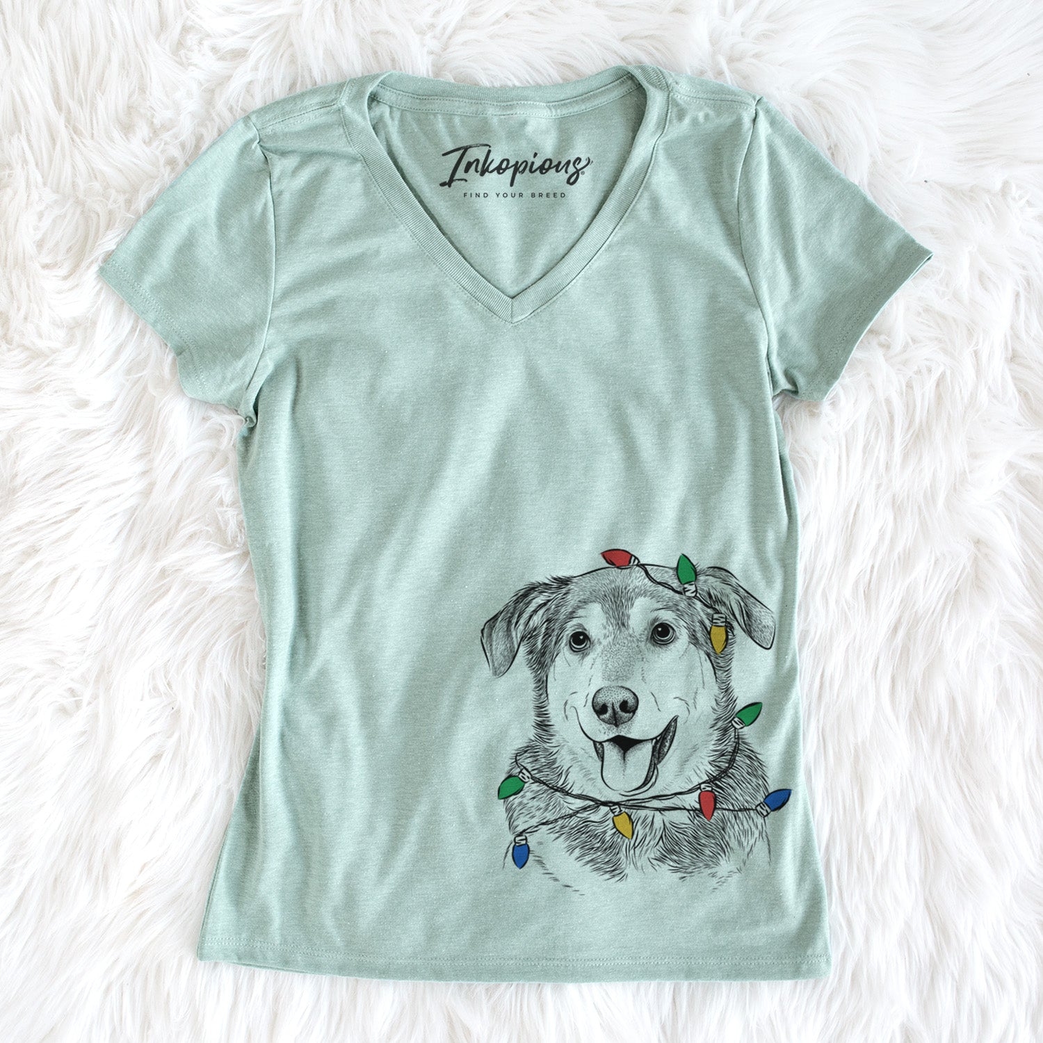 Christmas Lights Lance the Lab/Shepherd Mix - Women's Perfect V-neck Shirt