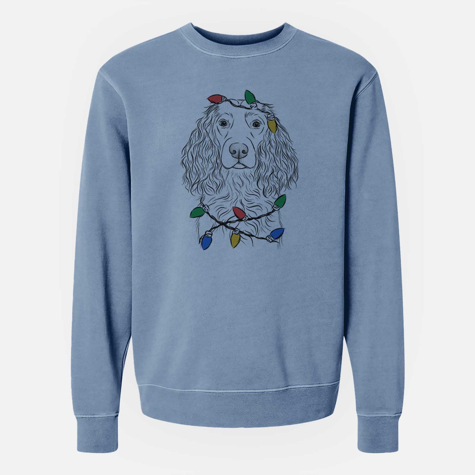 Christmas Lights Landry the Boykin Spaniel - Unisex Pigment Dyed Crew Sweatshirt