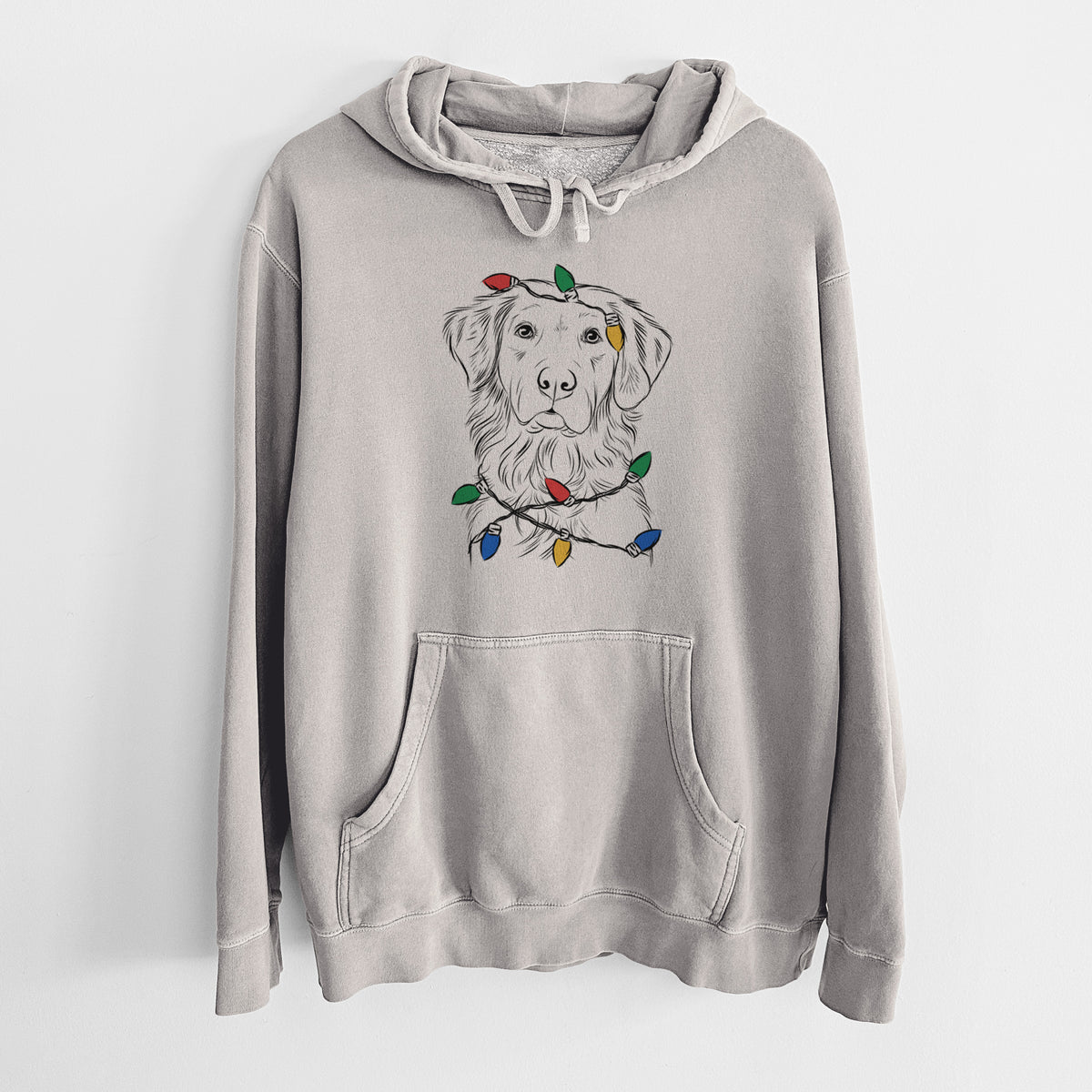 Christmas Lights Linden the Golden Retriever - Unisex Pigment Dyed Hoodie