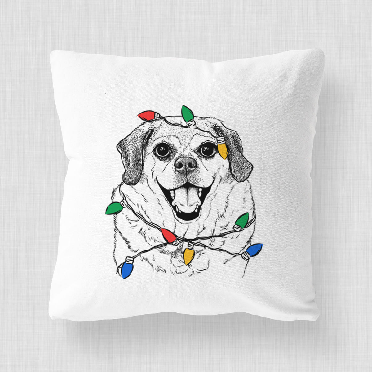 Little Man the Puggle - Throw Pillow Cover