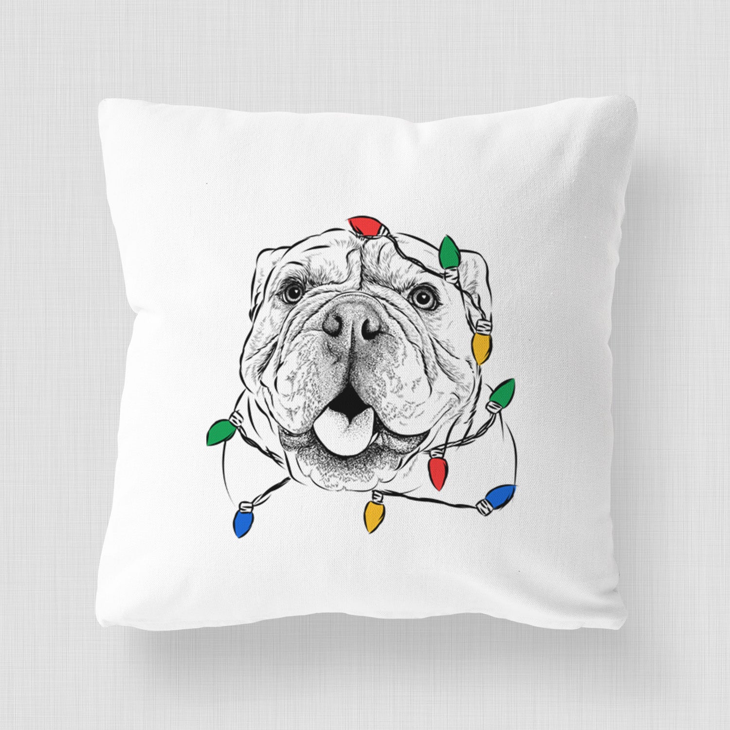 Louie the English Bulldog - Throw Pillow Cover