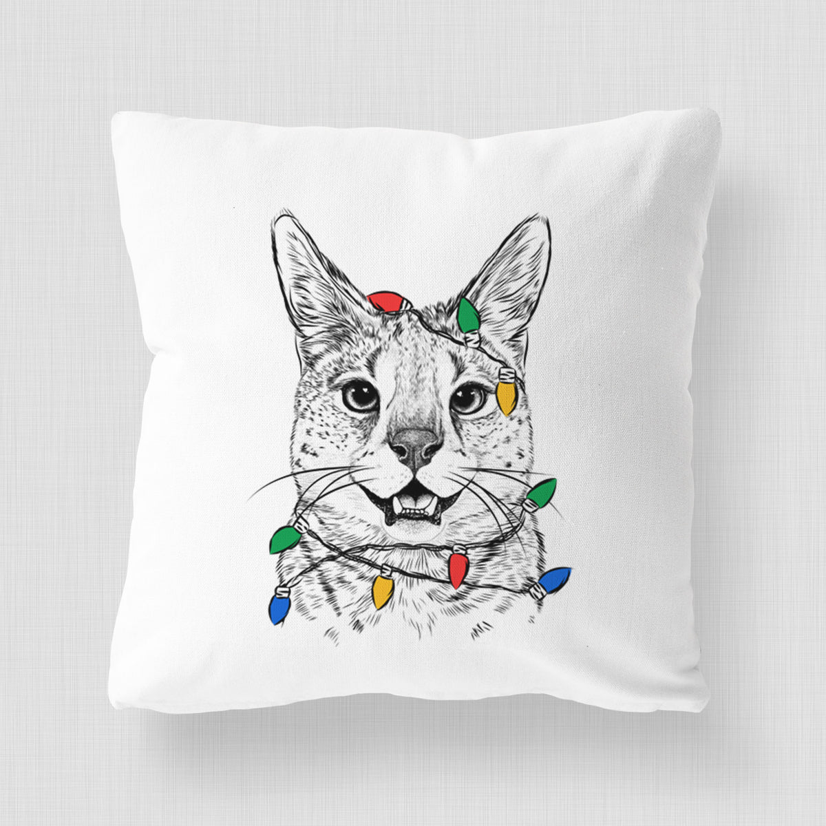 Lucky the Serval Cat - Throw Pillow Cover