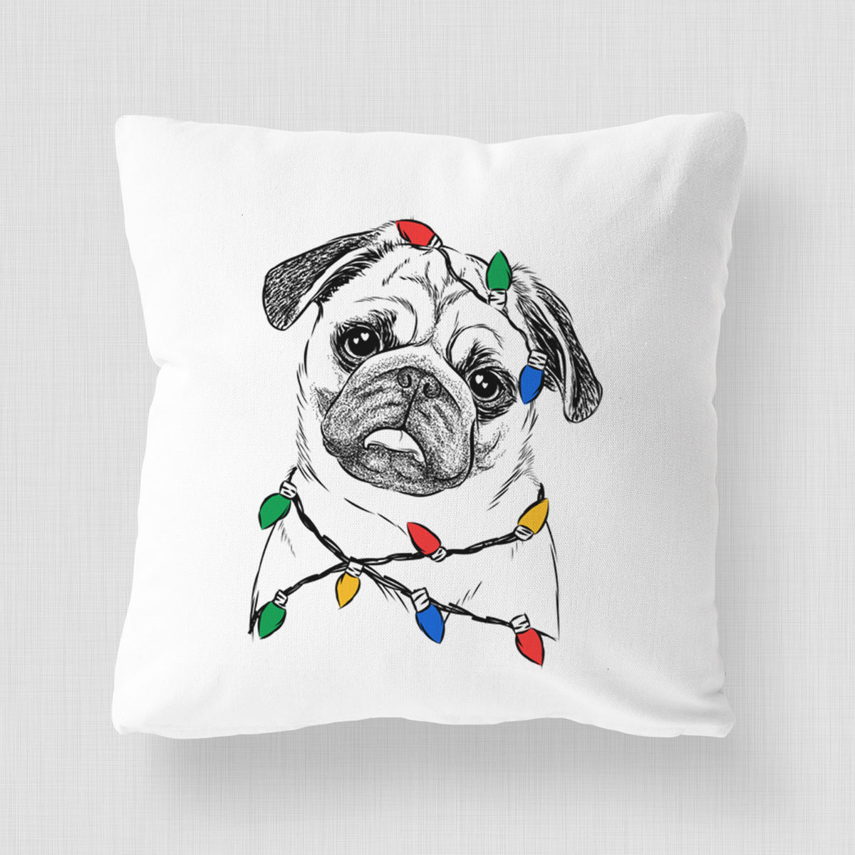 Macy the Pug - Throw Pillow Cover
