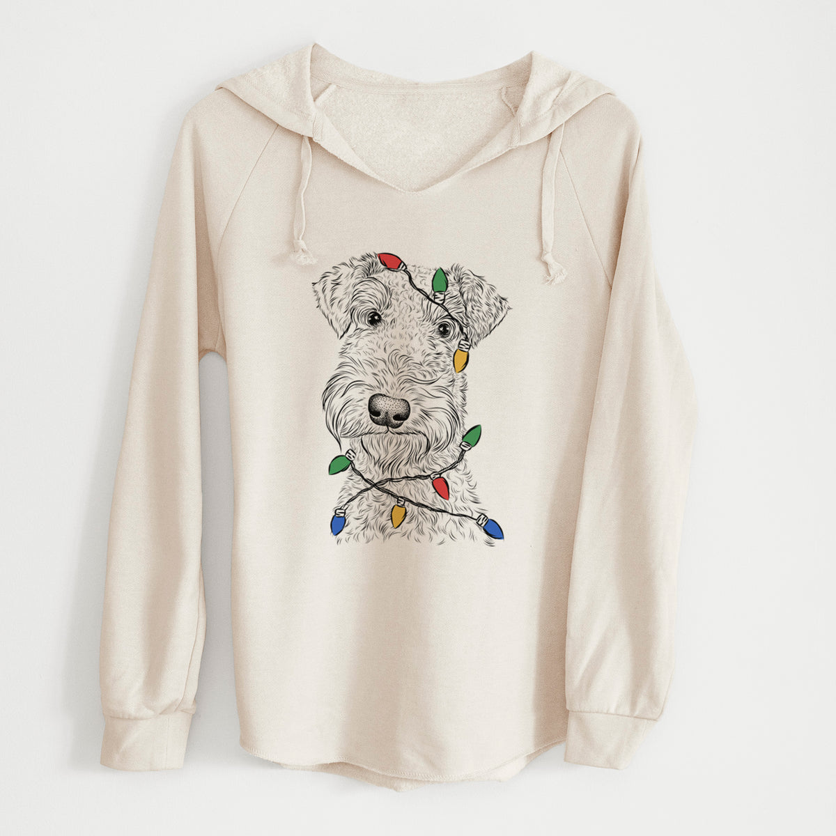 Christmas Lights Roc Haven Maggie May the Airedale Terrier - Cali Wave Hooded Sweatshirt