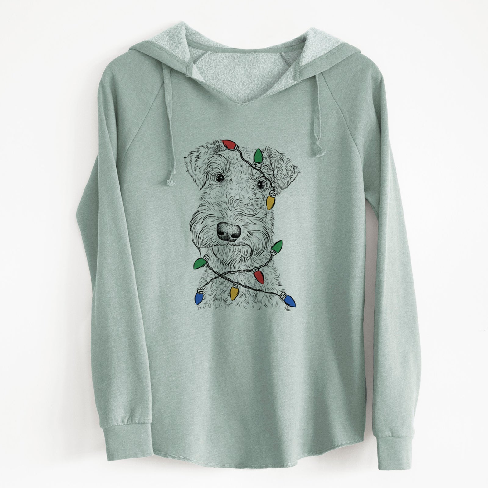 Christmas Lights Roc Haven Maggie May the Airedale Terrier - Cali Wave Hooded Sweatshirt