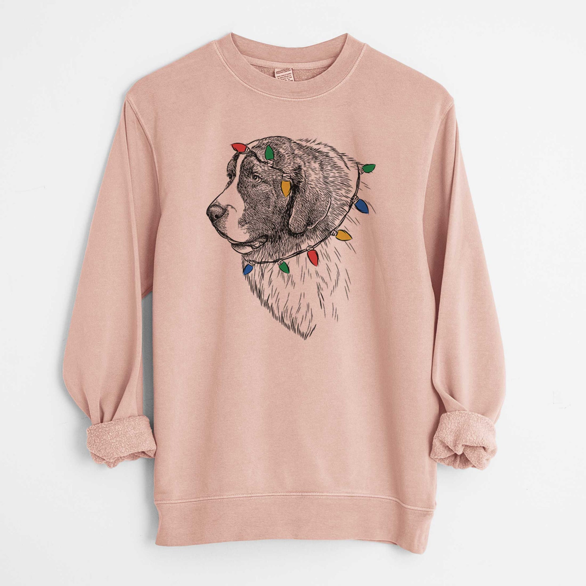 Christmas Lights Magnus the Pyrenean Mastiff - Unisex Pigment Dyed Crew Sweatshirt